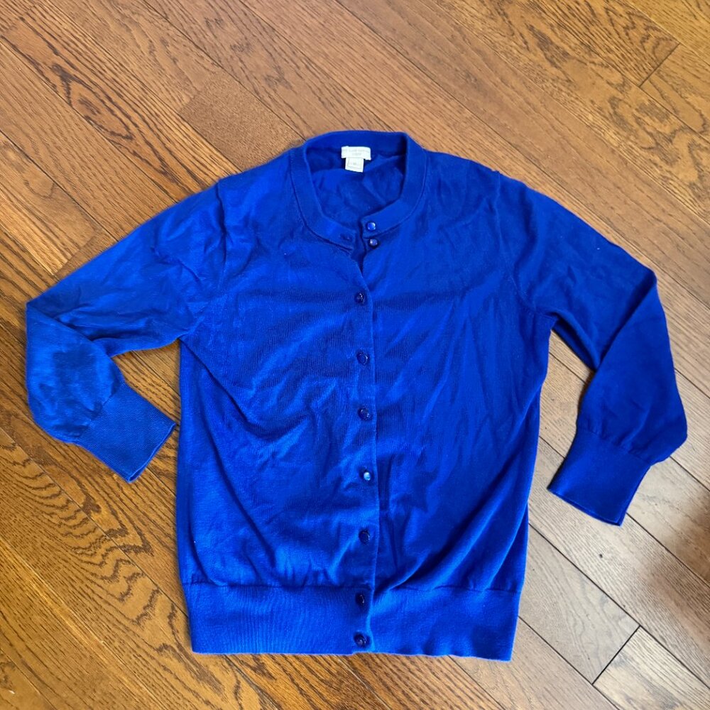J.Cew Factory The Claire Cardigan Medium 3/4 Sleeve Cardigan Style - 14041 Blue